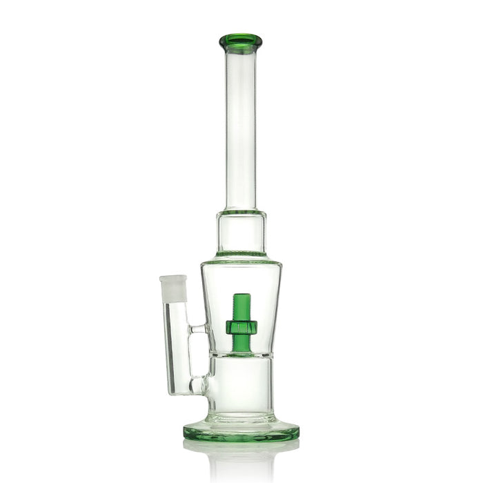 15" Height with Green Cross-Stick Perc Glass Water Pipe