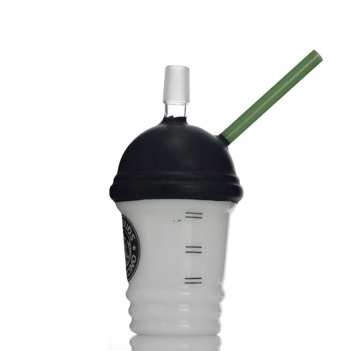 18MM 8 Inches Black and White Starbucks Glass Water Pipe  Cup