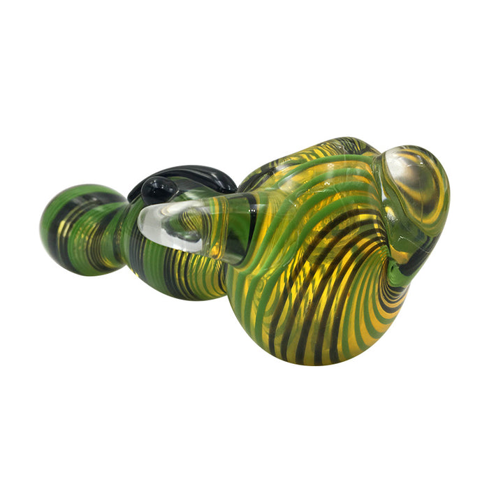 Three Color Layers Ribbon Spoon Hand Pipe with Glass Marbles 236#
