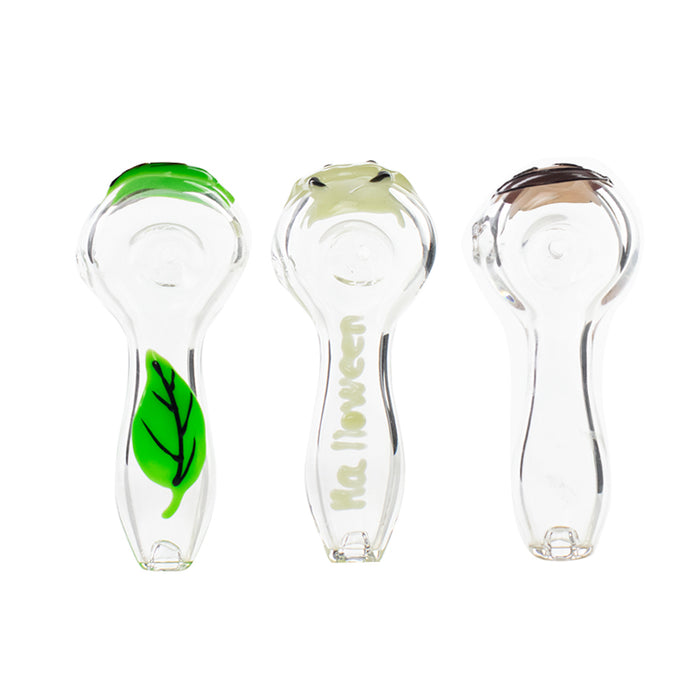 4“ Clear glowing smoking hand pipe with different label G31
