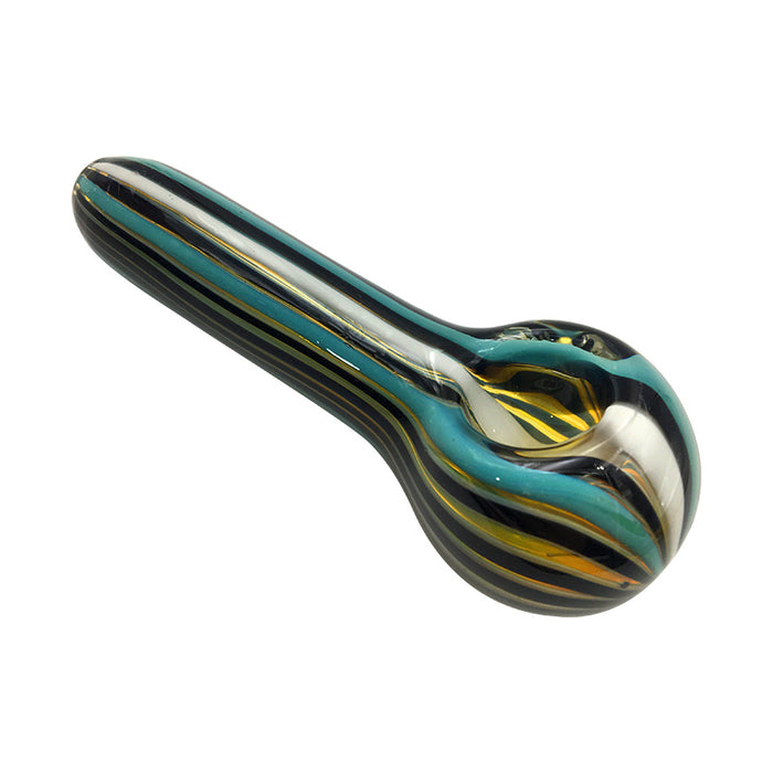 Crystal Blue Glass Spoon Pipe with Yellow Switchbacks Bowl 229#