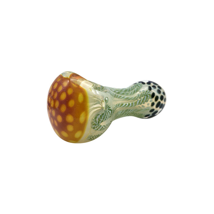 Honeycomb Fumed Inside-Out Stripe Frit Spoon pipe & Black Spots Pipe 080#