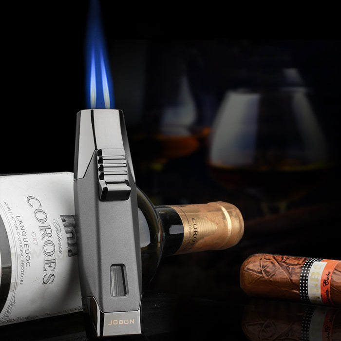 Adjustable Double Jet Flame Refillable Lighter with Gas Window