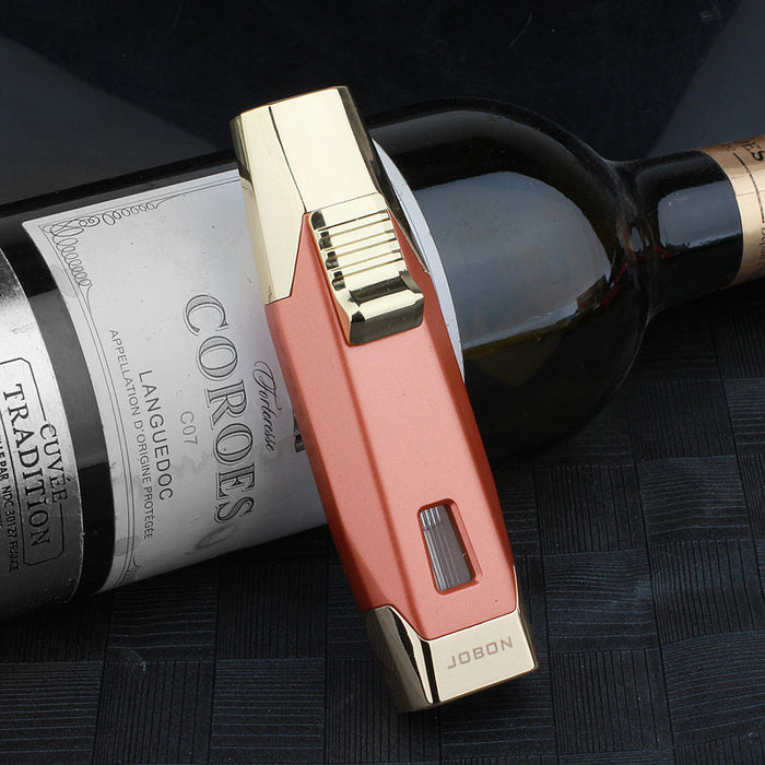 Adjustable Double Jet Flame Refillable Lighter with Gas Window