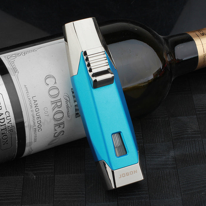 Adjustable Double Jet Flame Refillable Lighter with Gas Window