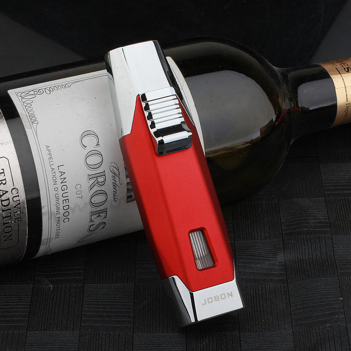 Adjustable Double Jet Flame Refillable Lighter with Gas Window