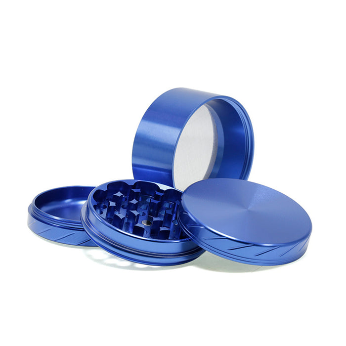 Aluminum Alloy 4-layer 63MM Tire Knurled Smoke Grinder | Blue Color