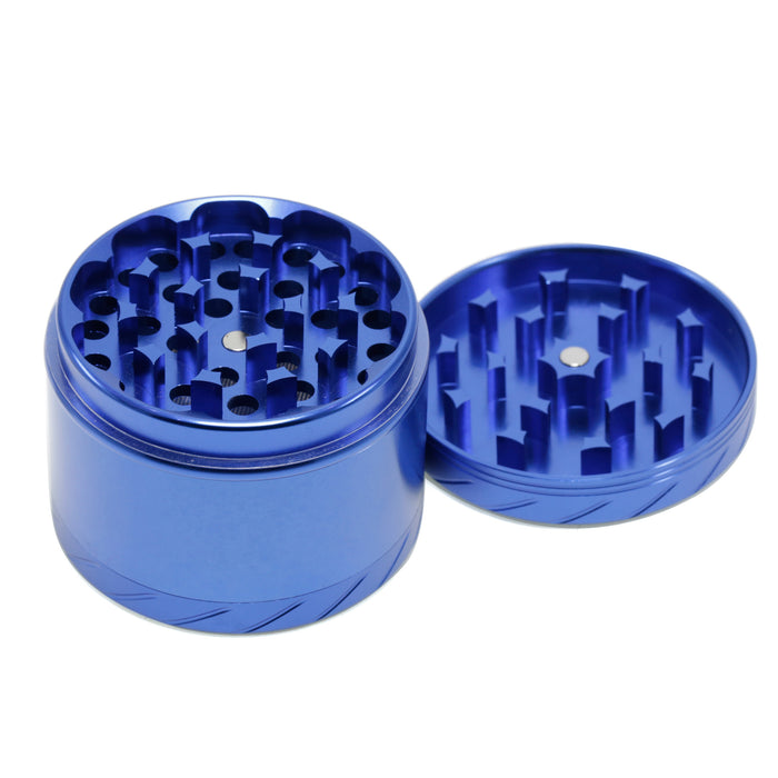 Aluminum Alloy 4-layer 63MM Tire Knurled Smoke Grinder | Blue Color