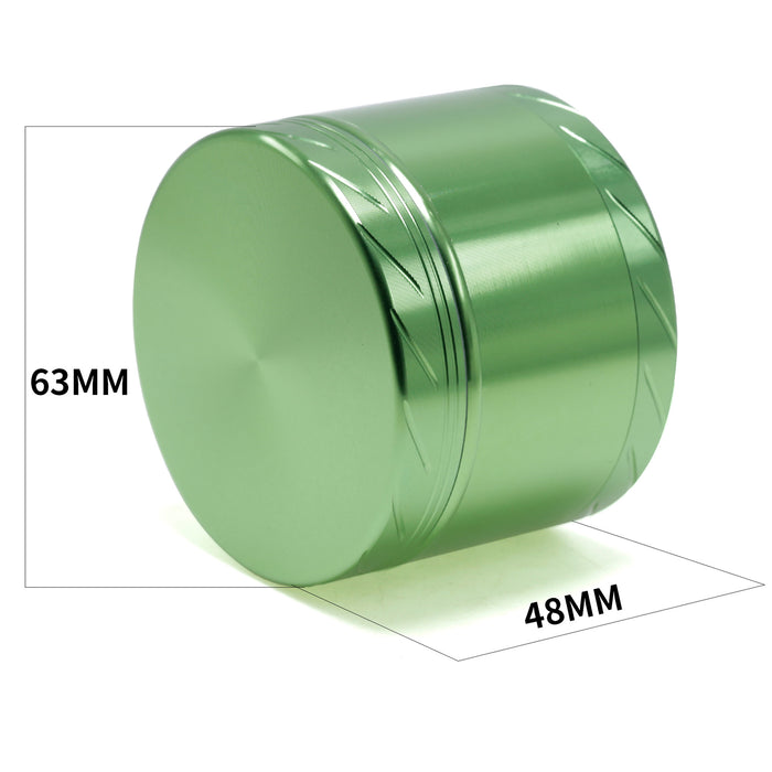 Aluminum Alloy 4-layer 63MM Tire Knurled Smoke Grinder | Green Color