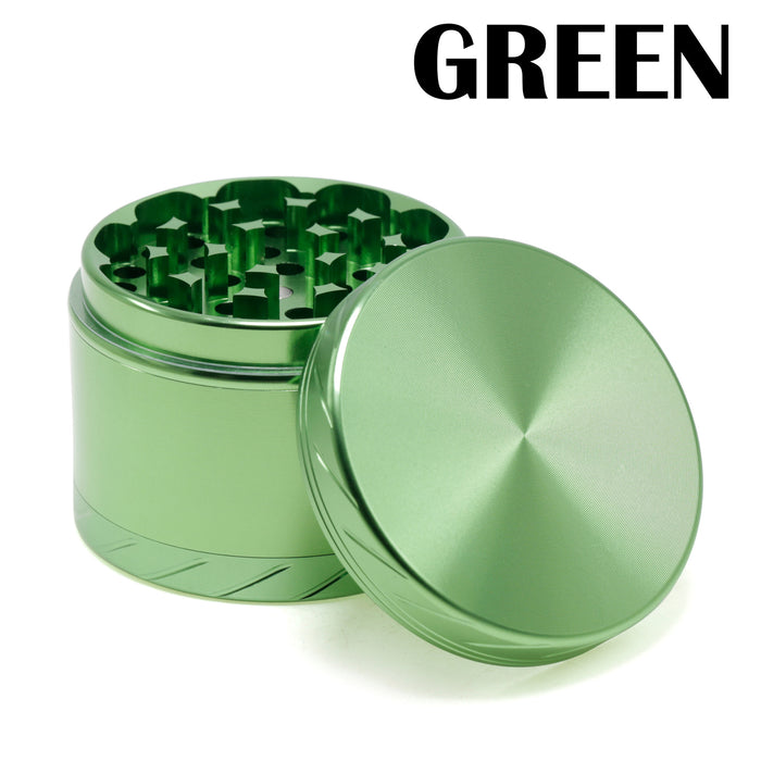 Aluminum Alloy 4-layer 63MM Tire Knurled Smoke Grinder | Green Color