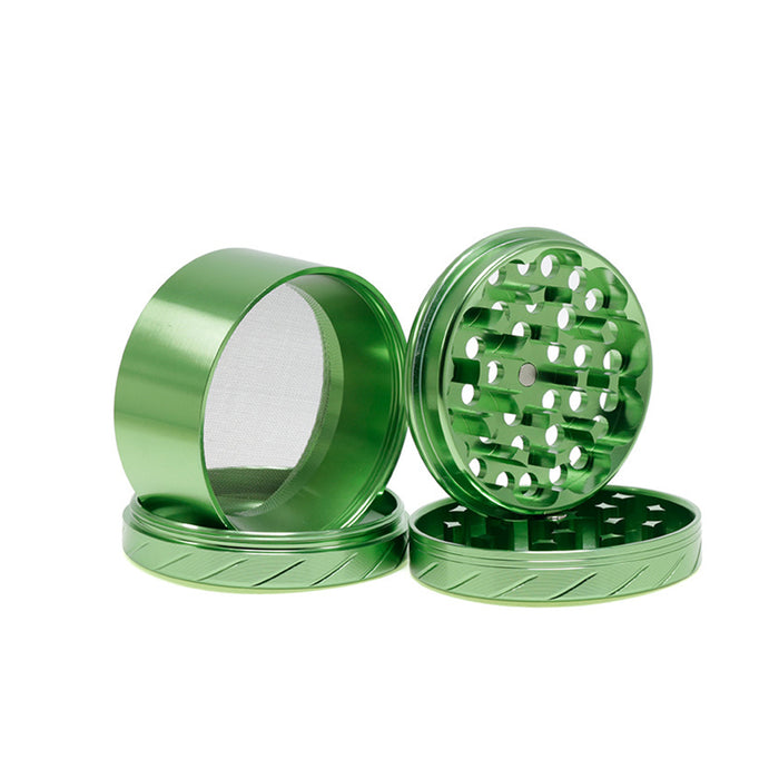 Aluminum Alloy 4-layer 63MM Tire Knurled Smoke Grinder | Green Color