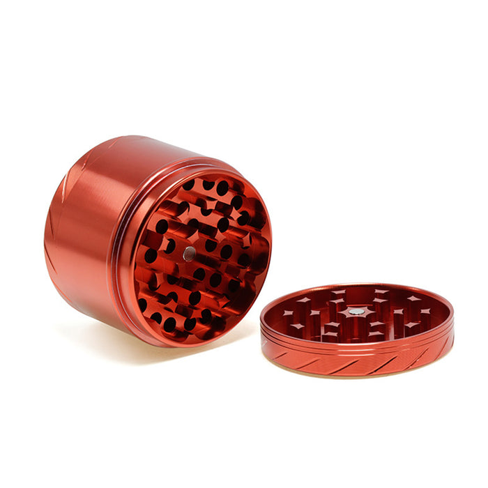 Aluminum Alloy 4-layer 63MM Tire Knurled Smoke Grinder | Red Color