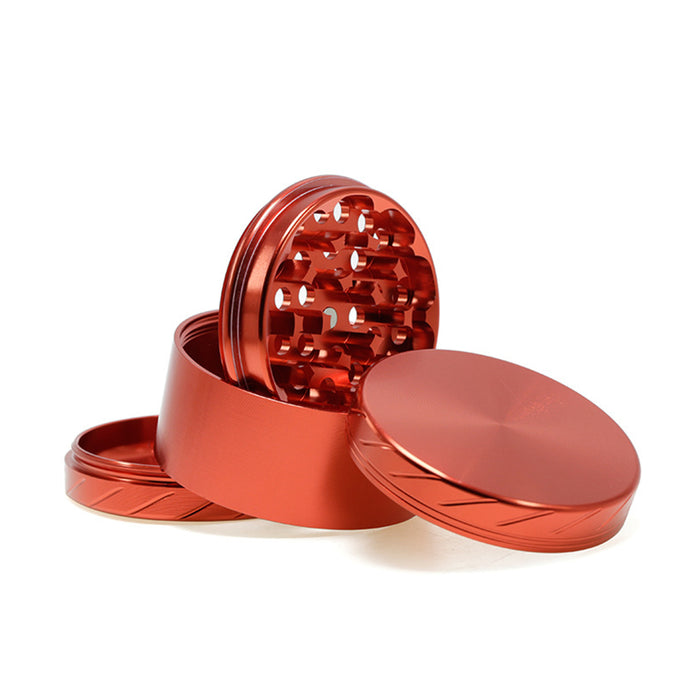 Aluminum Alloy 4-layer 63MM Tire Knurled Smoke Grinder | Red Color