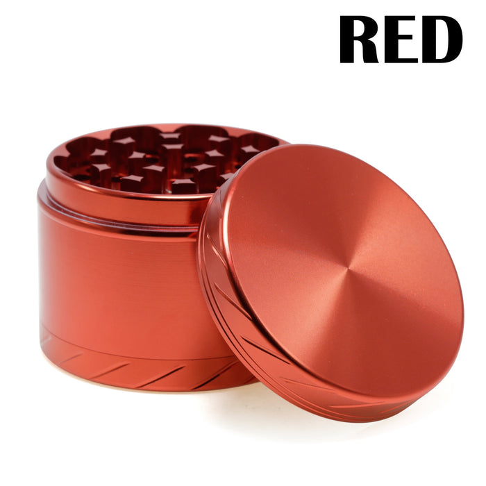 Aluminum Alloy 4-layer 63MM Tire Knurled Smoke Grinder | Red Color