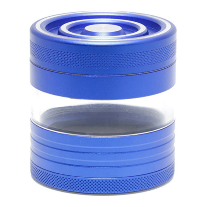 Aluminum Alloy 5-Piece Transparent Window Thread Weed Grinder-Blue Color
