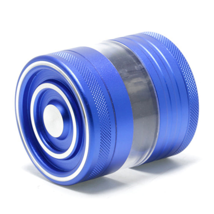 Aluminum Alloy 5-Piece Transparent Window Thread Weed Grinder-Blue Color