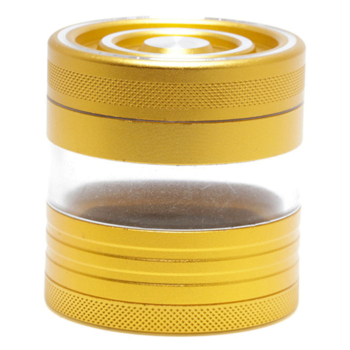 Aluminum Alloy 5-Piece Transparent Window Thread Weed Grinder-Gold Color