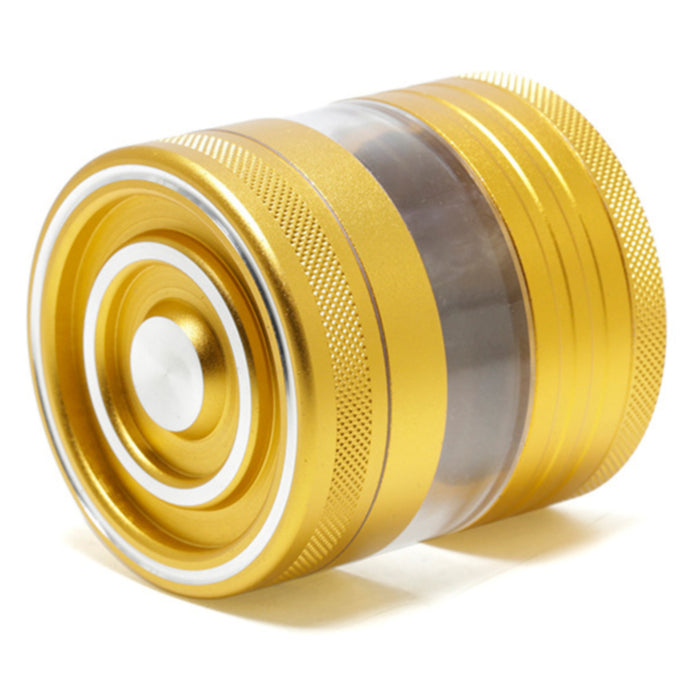 Aluminum Alloy 5-Piece Transparent Window Thread Weed Grinder-Gold Color