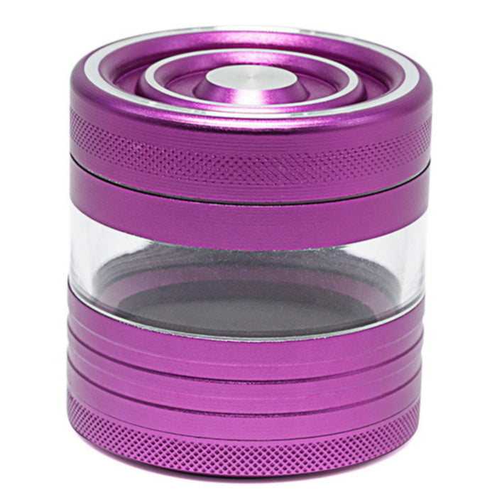 Aluminum Alloy 5-Piece Transparent Window Thread Weed Grinder-Purple Color