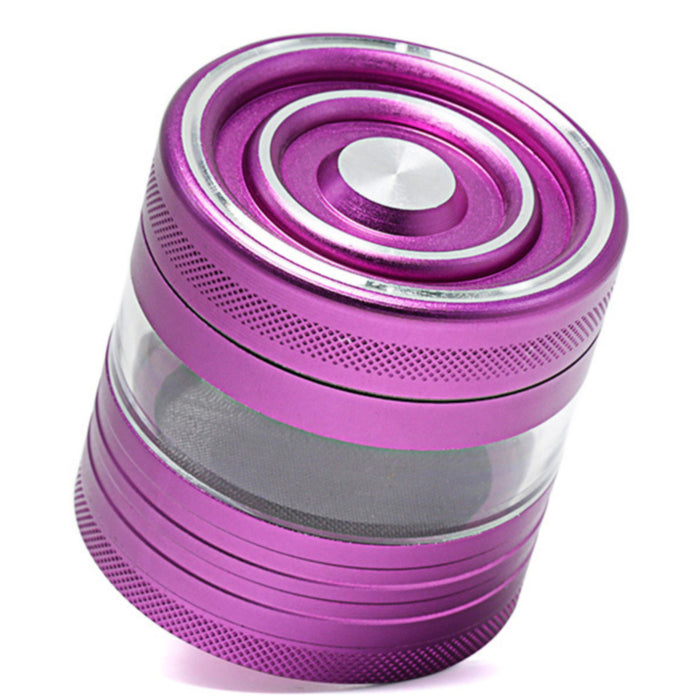 Aluminum Alloy 5-Piece Transparent Window Thread Weed Grinder-Purple Color