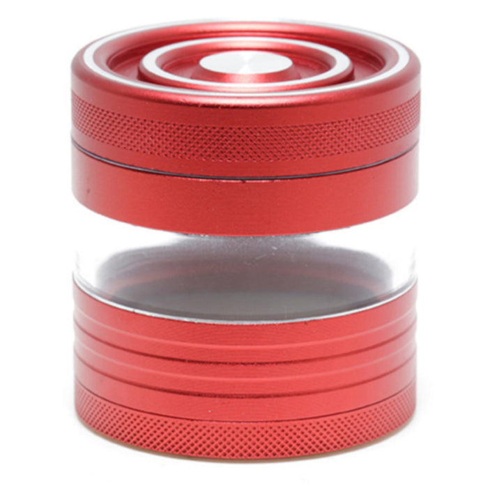 Aluminum Alloy 5-Piece Transparent Window Thread Weed Grinder-Red Color