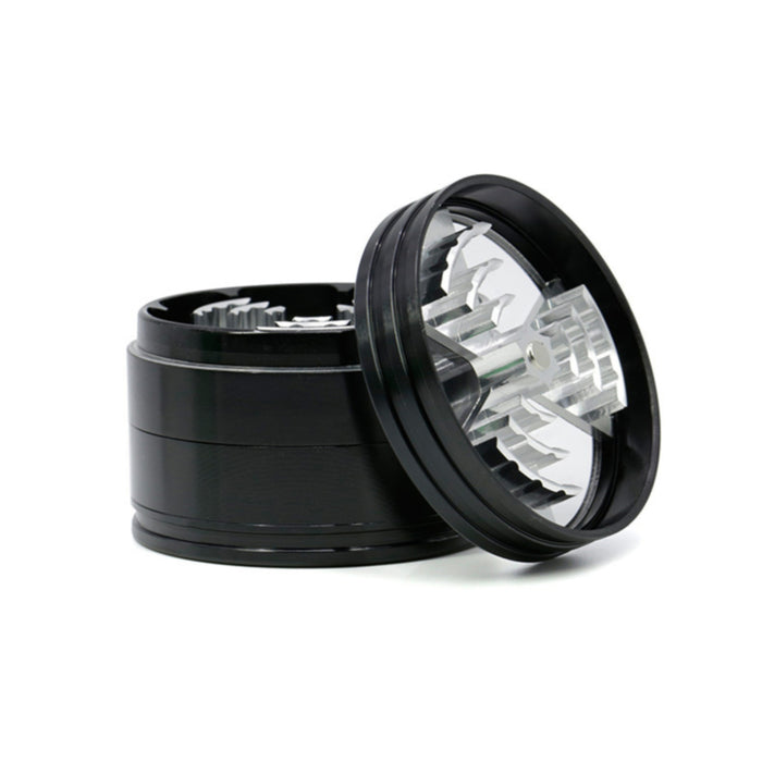 Aluminum Alloy 63MM Four Layers Three Petals Herb Grinder-Black