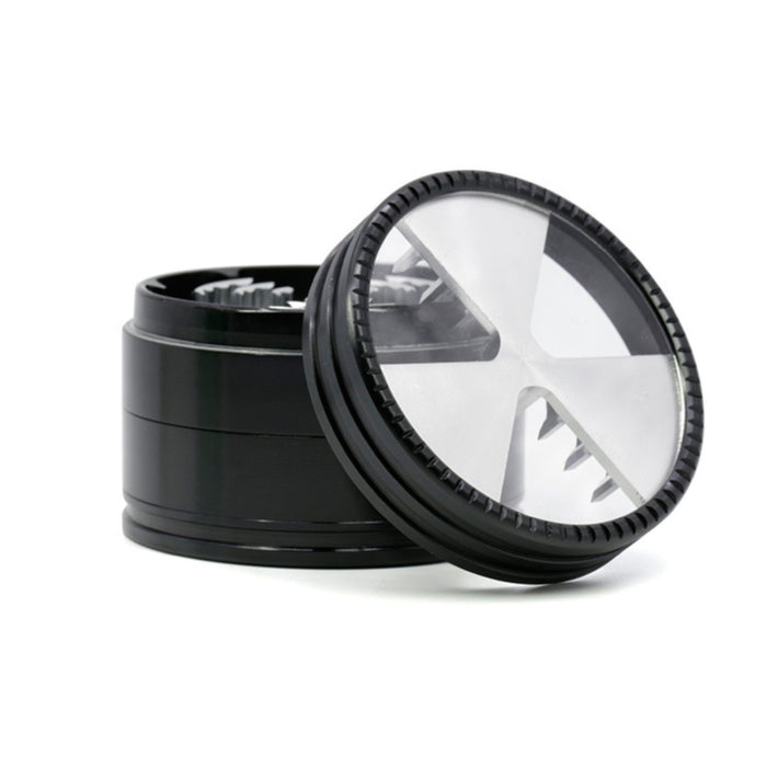 Aluminum Alloy 63MM Four Layers Three Petals Herb Grinder-Black