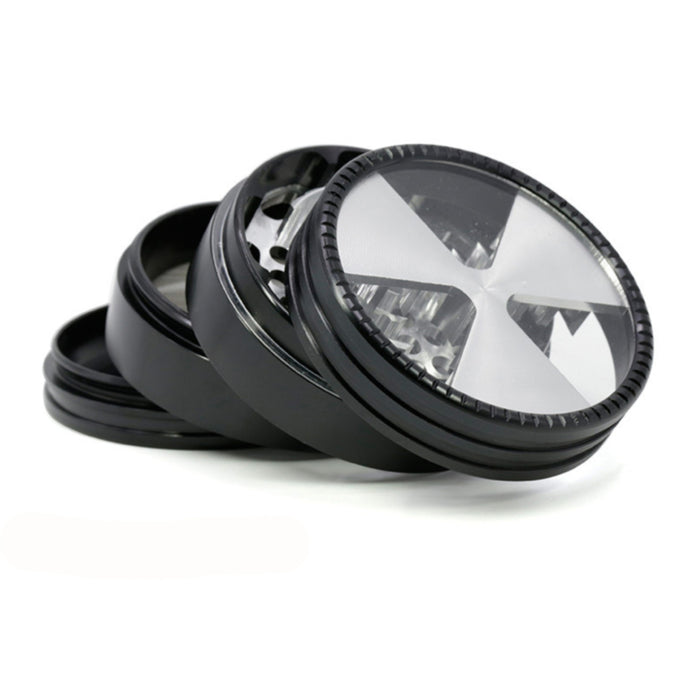 Aluminum Alloy 63MM Four Layers Three Petals Herb Grinder-Black