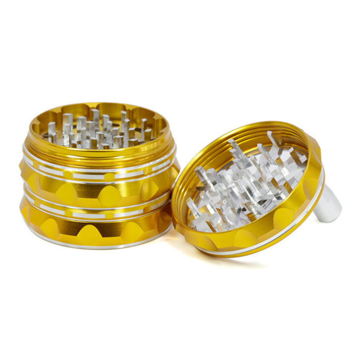 Aluminum Alloy 63MM Pointed Pattern Polygon Rocker Grinder-Gold
