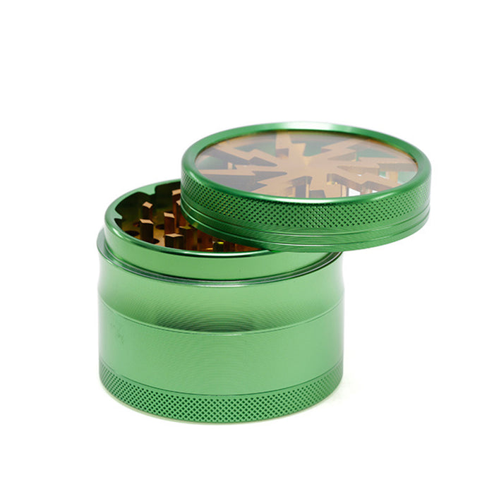 Aluminum Alloy 63mm 4 Part Skylight Boutique Lightning Smoke Grinder-Green