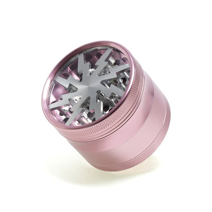 Aluminum Alloy 63mm 4 Part Skylight Boutique Lightning Smoke Grinder-Pink
