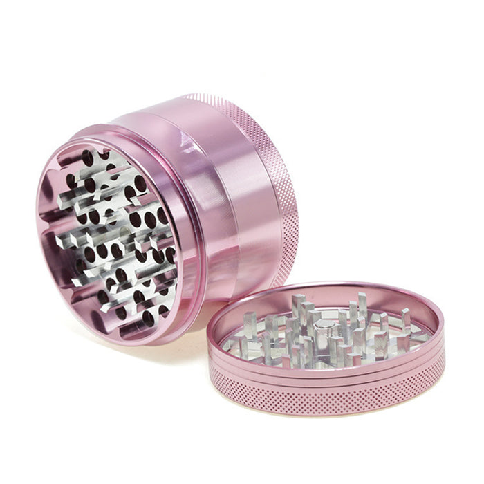 Aluminum Alloy 63mm 4 Part Skylight Boutique Lightning Smoke Grinder-Pink