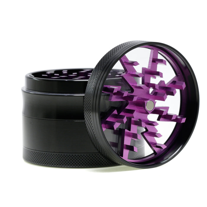 Aluminum Alloy 63mm 4 Part Skylight Boutique Lightning Smoke Grinder-Purple