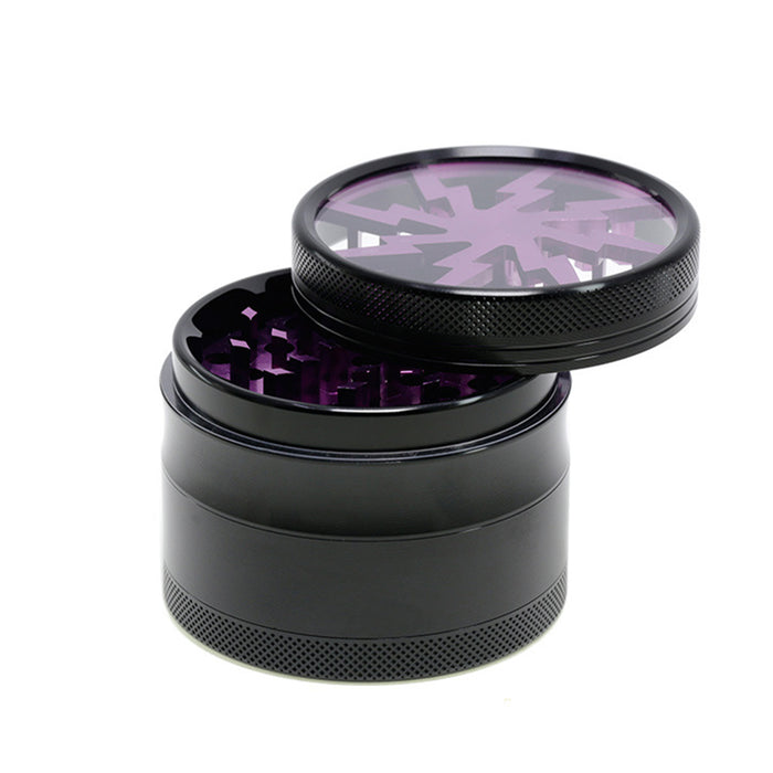 Aluminum Alloy 63mm 4 Part Skylight Boutique Lightning Smoke Grinder-Purple