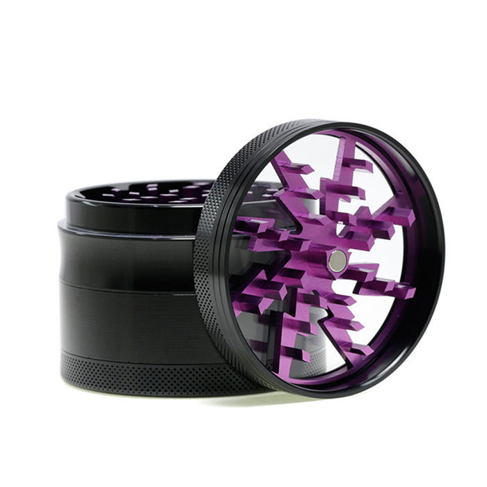 Aluminum Alloy 63mm 4 Part Skylight Boutique Lightning Smoke Grinder-Purple