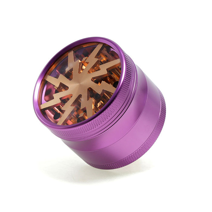 Aluminum Alloy 63mm 4 Part Skylight Boutique Lightning Smoke Grinder-Rose-Gold