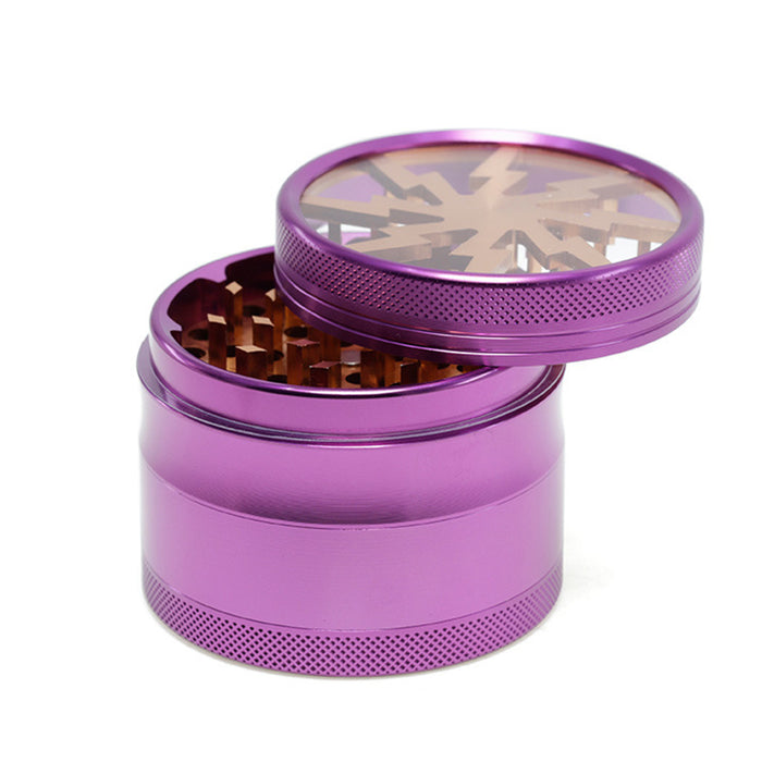 Aluminum Alloy 63mm 4 Part Skylight Boutique Lightning Smoke Grinder-Rose-Gold