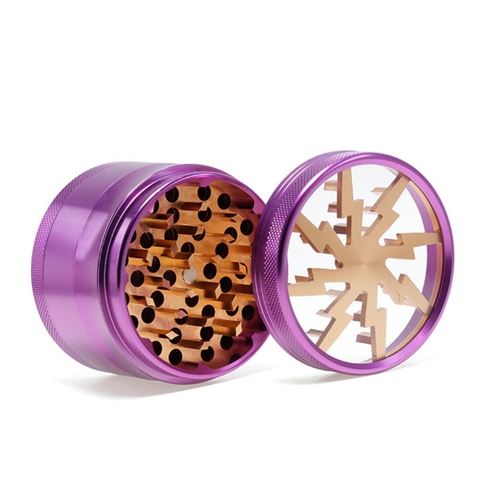 Aluminum Alloy 63mm 4 Part Skylight Boutique Lightning Smoke Grinder-Rose-Gold