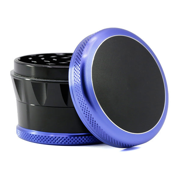 Aluminum Alloy 69MM 4 Piece Convex Cover Side Concave Chamfering Herb Grinder-Blue-Black