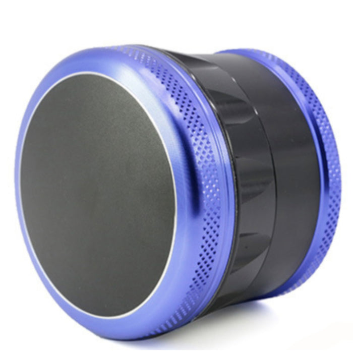 Aluminum Alloy 69MM 4 Piece Convex Cover Side Concave Chamfering Herb Grinder-Blue-Black