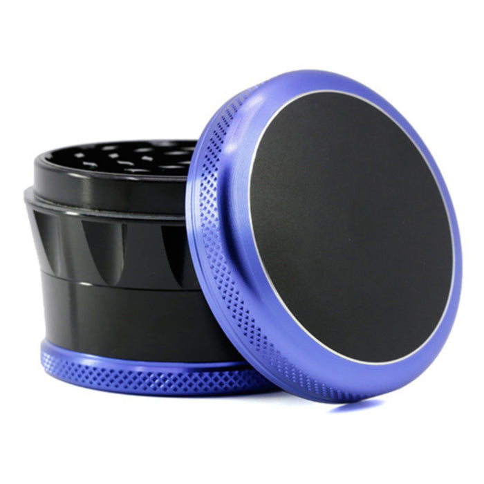 Aluminum Alloy 69MM 4 Piece Convex Cover Side Concave Chamfering Herb Grinder-Blue-Black