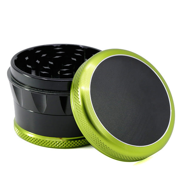 Aluminum Alloy 69MM 4 Piece Convex Cover Side Concave Chamfering Herb Grinder-Green-Black