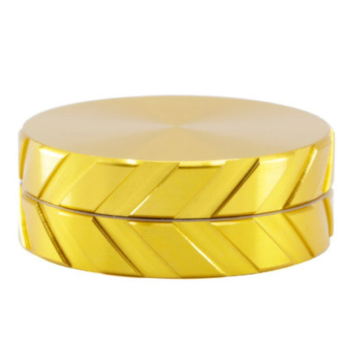 Aluminum Alloy CNC 55MM 2-Layer Tire Print Shape Knurling Herb Grinder-Gold