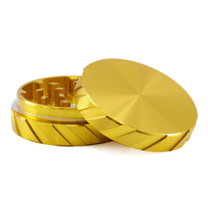 Aluminum Alloy CNC 55MM 2-Layer Tire Print Shape Knurling Herb Grinder-Gold