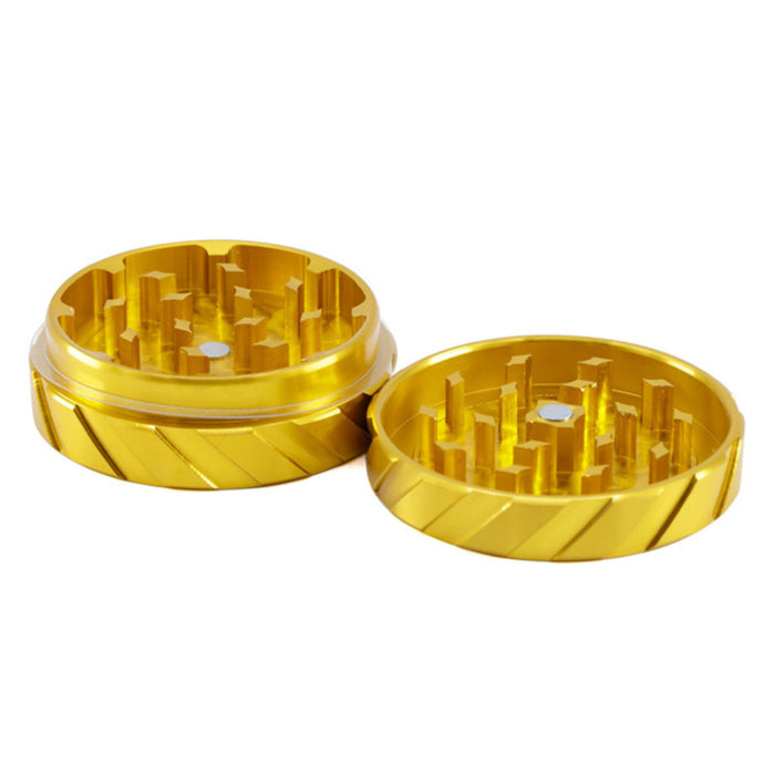 Aluminum Alloy CNC 55MM 2-Layer Tire Print Shape Knurling Herb Grinder-Gold