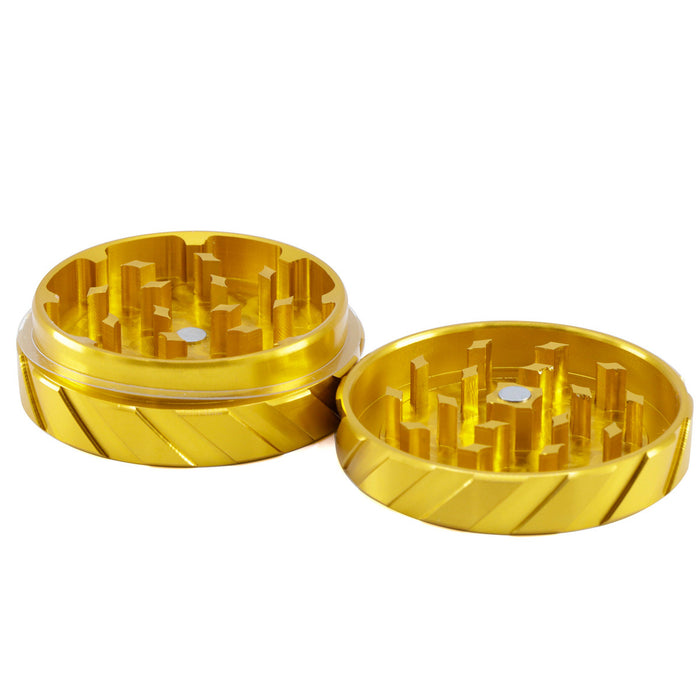 Aluminum Alloy CNC 55MM 2-Layer Tire Print Shape Knurling Herb Grinder-Gold