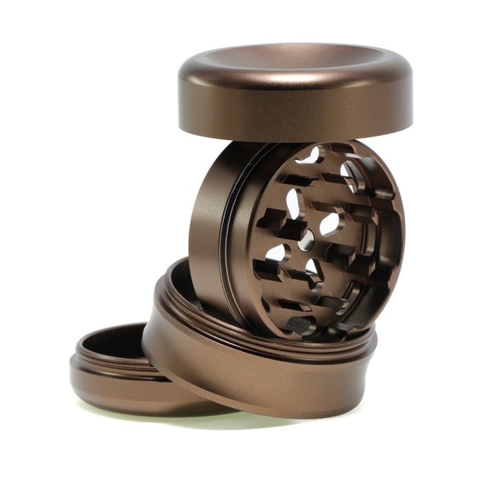 63MM Aluminum Alloy Concave Four-Layer Thin Waist Smoke Grinder-Brown