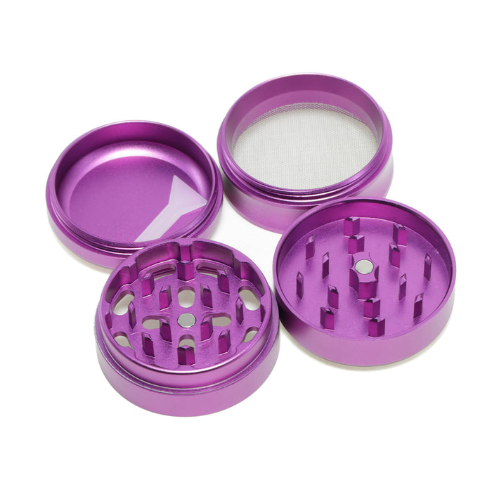63MM Aluminum Alloy Concave Four-Layer Thin Waist Smoke Grinder-Purple