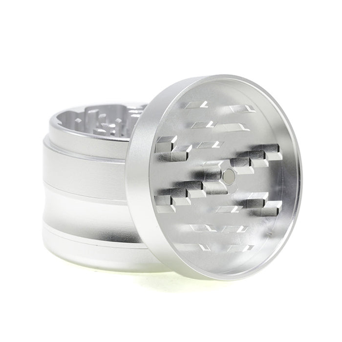 63MM Aluminum Alloy Concave Four-Layer Thin Waist Smoke Grinder-Silver