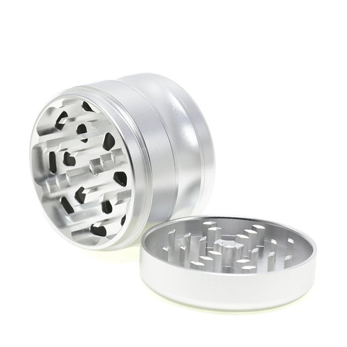 63MM Aluminum Alloy Concave Four-Layer Thin Waist Smoke Grinder-Silver